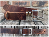 Buffalo leather 30mm wide belt with or without removable zinc brushed buckle. Choice of 9 colours
