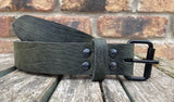 Crocodile skin look buffalo leather belt & black Steel roller buckle. Choice of width & colour.