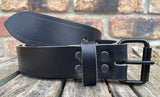 Buffalo leather 19mm-50mm wide belt with black steel roller buckle. Choice of 9 colours