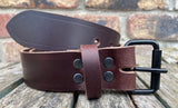 Buffalo leather 19mm-50mm wide belt with black steel roller buckle. Choice of 9 colours