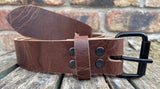Buffalo leather 19mm-50mm wide belt with black steel roller buckle. Choice of 9 colours