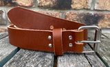Buffalo leather 19mm-50mm wide belt with heavy duty nickel plated steel roller buckle. Choice of 9 colours (Copy)