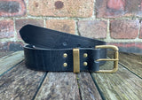 Black Buffalo Distressed Worn Look Leather Belt. Choice of Widths & Buckles.