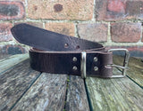 Dark Brown Buffalo Distressed Worn Look Leather Belt. Choice of Widths & Buckles.