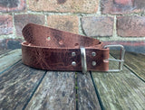 Tan Buffalo Distressed Worn Look Leather Belt. Choice of Widths & Buckles.