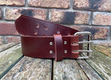 Oak 2 Pronged Buffalo Plain Leather Belt. 1 1/2" or 2" wide.