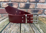 Oak 2 Pronged Buffalo Plain Leather Belt. 1 1/2" or 2" wide.