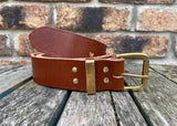 Brandy Buffalo Plain Leather Belt. Choice of Widths & Buckles.