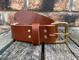 Brandy Buffalo Plain Leather Belt. Choice of Widths & Buckles.