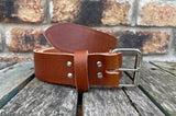 Brandy Buffalo Plain Leather Belt. Choice of Widths & Buckles.