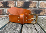 Tan Buffalo Plain Leather Belt. Choice of Widths & Buckles.