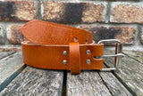 Tan Buffalo Plain Leather Belt. Choice of Widths & Buckles.