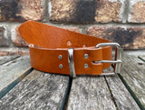 Tan Buffalo Plain Leather Belt. Choice of Widths & Buckles.