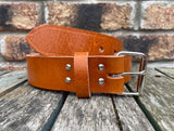 Tan Buffalo Plain Leather Belt. Choice of Widths & Buckles.