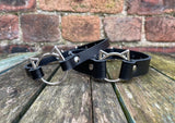 Cat head ring leather choker 10mm or 19mm wide. Choice of 13 colours.