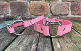 Cat head ring leather choker 10mm or 19mm wide. Choice of 13 colours.