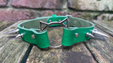 Spiked cat head ring leather choker approx 19mm wide. Choice of 13 colours and spike size.