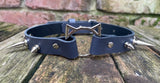 Spiked cat head ring leather choker approx 19mm wide. Choice of 13 colours and spike size.