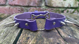 Spiked cat head ring leather choker approx 19mm wide. Choice of 13 colours and spike size.