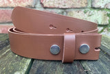 Plain leather 19mm-50mm wide press stud/snap belt with nickle plated steel studs. Choice of 13 colours.