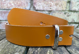 Plain leather 19mm-50mm wide Chicago screw belt with nickle plated steel screws. Choice of 13 colours.