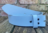 Plain leather 19mm-50mm wide Chicago screw belt with black steel screws. Choice of 13 colours.