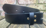 Plain leather 19mm-50mm wide Chicago screw belt with brass plated screws. Choice of 13 colours.
