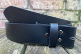 Plain leather 19mm-50mm wide Chicago screw belt with black steel screws. Choice of 13 colours.
