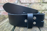 Plain leather 19mm-50mm wide Chicago screw belt with nickle plated steel screws. Choice of 13 colours.