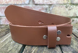 Plain leather 19mm-50mm wide Chicago screw belt with nickle plated steel screws. Choice of 13 colours.