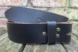 Plain leather 19mm-50mm wide Chicago screw belt with antique brass look steel screws. Choice of 13 colours.