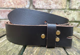 Plain leather 19mm-50mm wide Chicago screw belt with brass plated screws. Choice of 13 colours.