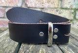 Plain leather 19mm-50mm wide Chicago screw belt with nickle plated steel screws. Choice of 13 colours.
