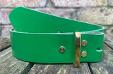 Plain leather 19mm-50mm wide Chicago screw belt with brass plated screws. Choice of 13 colours.