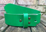 Plain leather 19mm-50mm wide Chicago screw belt with antique brass look steel screws. Choice of 13 colours.