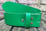 Plain leather 19mm-50mm wide Chicago screw belt with brass plated screws. Choice of 13 colours.
