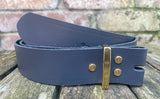 Plain leather 19mm-50mm wide Chicago screw belt with brass plated screws. Choice of 13 colours.