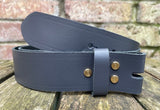 Plain leather 19mm-50mm wide Chicago screw belt with brass plated screws. Choice of 13 colours.