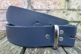 Plain leather 19mm-50mm wide Chicago screw belt with nickle plated steel screws. Choice of 13 colours.