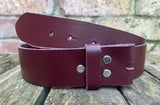 Plain leather 19mm-50mm wide Chicago screw belt with nickle plated steel screws. Choice of 13 colours.