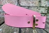 Plain leather 19mm-50mm wide Chicago screw belt with brass plated screws. Choice of 13 colours.