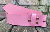 Plain leather 19mm-50mm wide Chicago screw belt with brass plated screws. Choice of 13 colours.