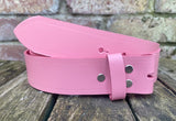 Plain leather 19mm-50mm wide Chicago screw belt with nickle plated steel screws. Choice of 13 colours.