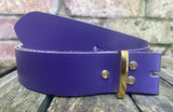 Plain leather 19mm-50mm wide Chicago screw belt with brass plated screws. Choice of 13 colours.