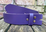 Plain leather 19mm-50mm wide Chicago screw belt with brass plated screws. Choice of 13 colours.