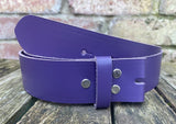 Plain leather 19mm-50mm wide Chicago screw belt with nickle plated steel screws. Choice of 13 colours.