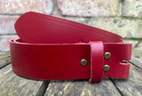 Plain leather 19mm-50mm wide Chicago screw belt with antique brass look steel screws. Choice of 13 colours.