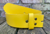 Plain leather 19mm-50mm wide Chicago screw belt with antique brass look steel screws. Choice of 13 colours.