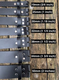 Plain leather 19mm-50mm wide Chicago screw belt with brass plated screws. Choice of 13 colours.