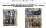 Plain leather 19mm-50mm wide Chicago screw belt with brass plated screws. Choice of 13 colours.